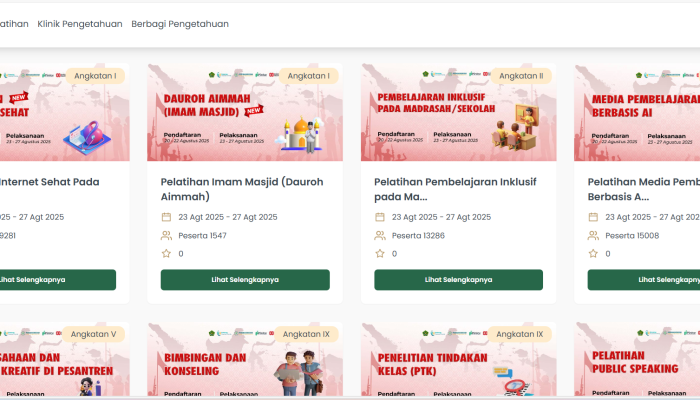 Kemenag Buka Pendaftaran Pelatihan MOOC Pintar Periode 2, Agustus 2025
