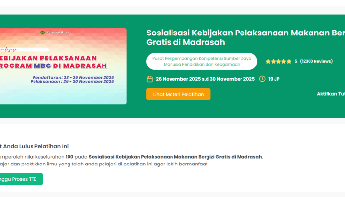 Kunci Jawaban MOOC Pintar Materi Sosialisasi Kebijakan Pelaksanaan Makanan Bergizi Gratis di Madrasah